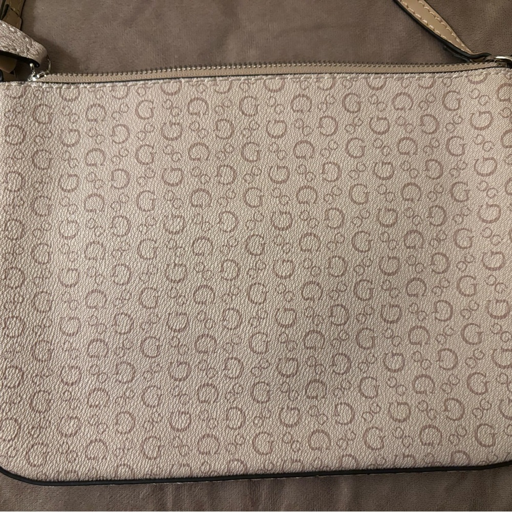 GUESS Logo Patterned Cream Crossbody Bag - Picture 4 of 14